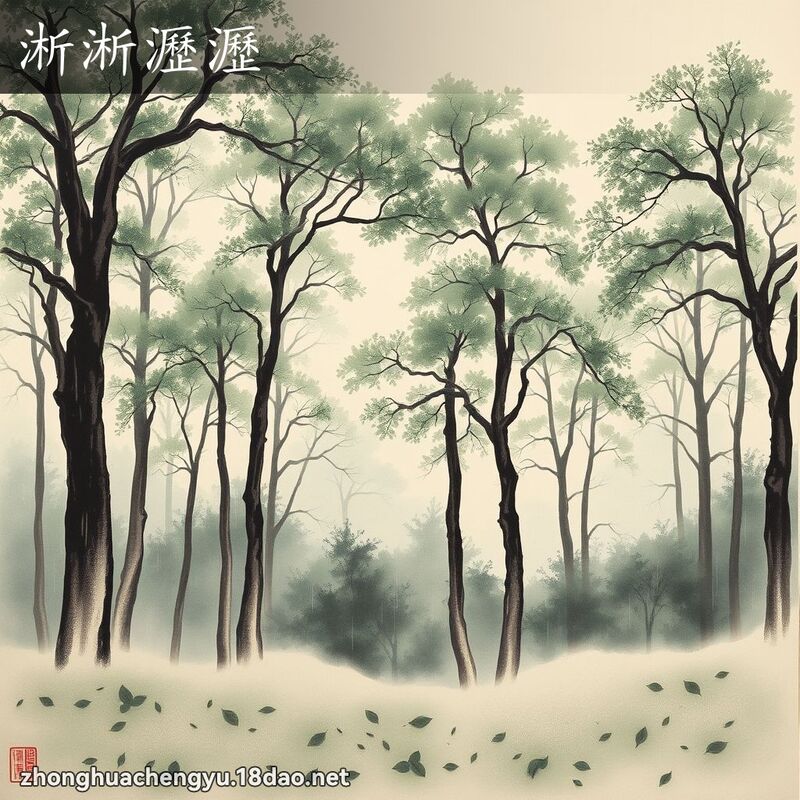 淅淅瀝瀝 - 中華成語配圖