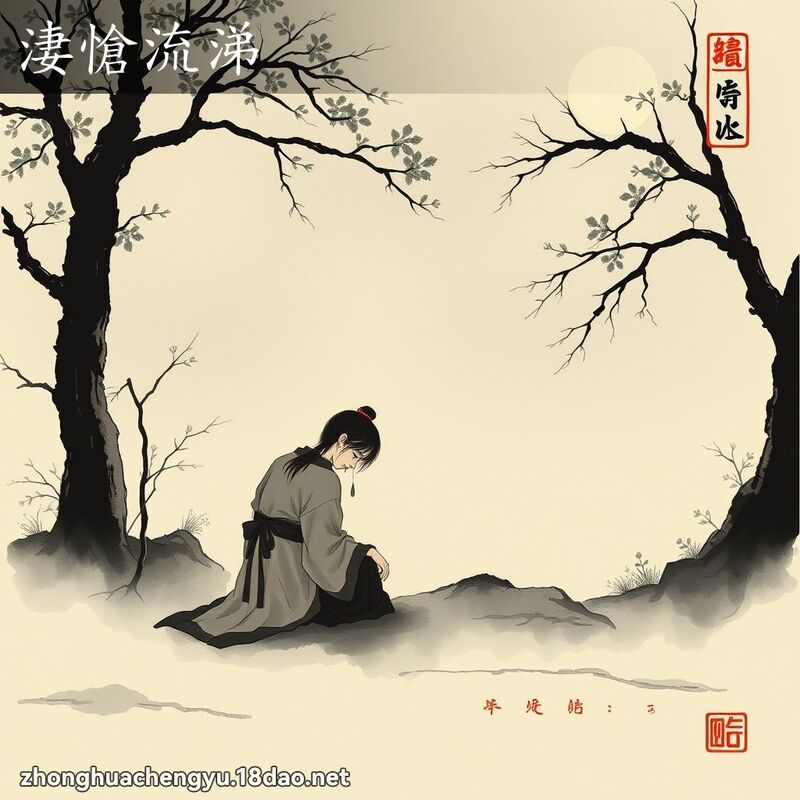 淒愴流涕 - 中華成語配圖