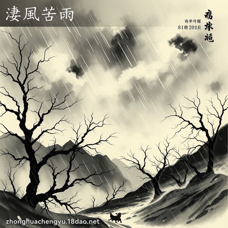 淒风苦雨 - 中华成语配图