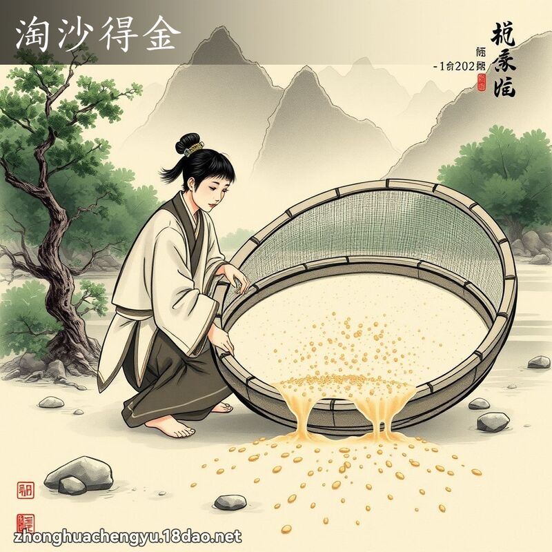 淘沙得金 - 中華成語配圖