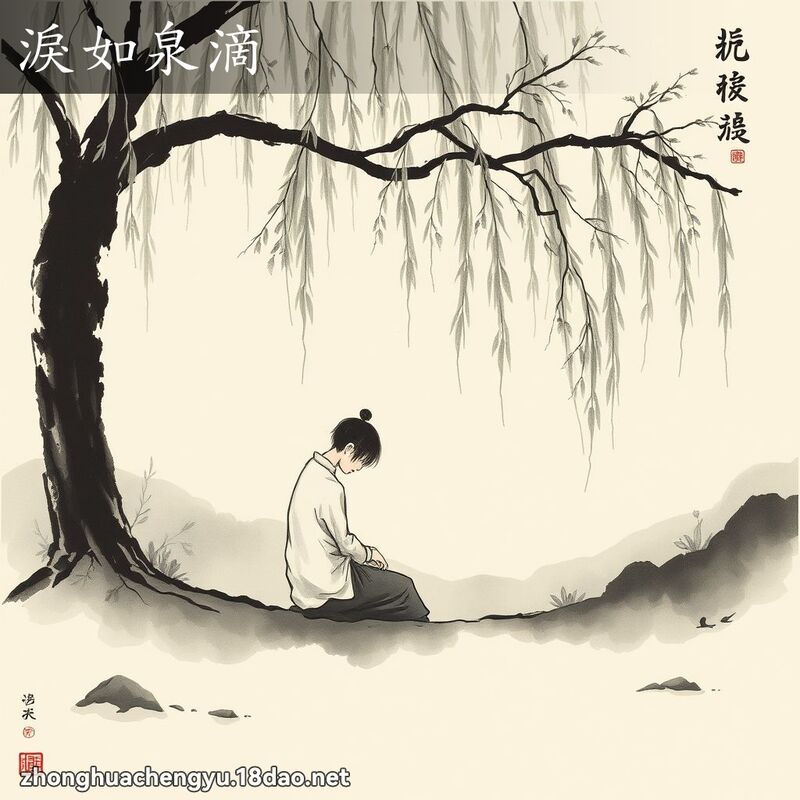 淚如泉滴 - 中華成語配圖
