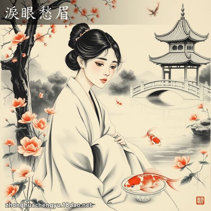 淚眼愁眉 - 中華成語配圖