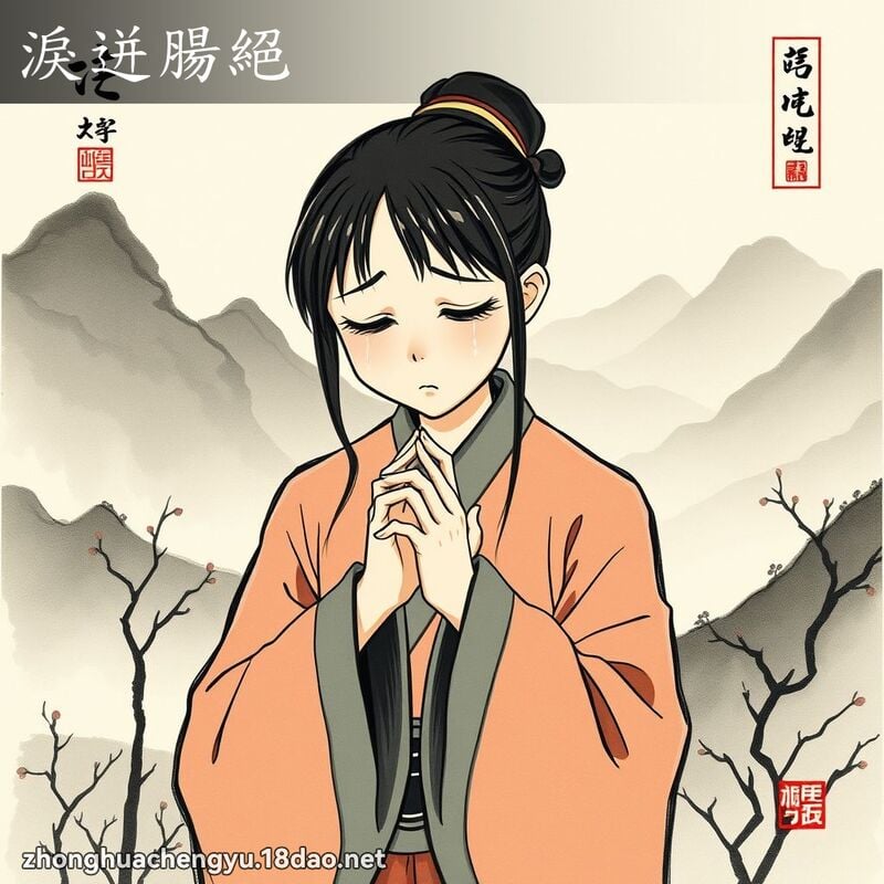淚迸腸絕 - 中華成語配圖