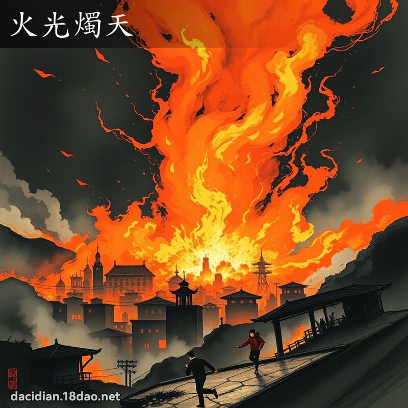 火光燭天 - 中華成語配圖