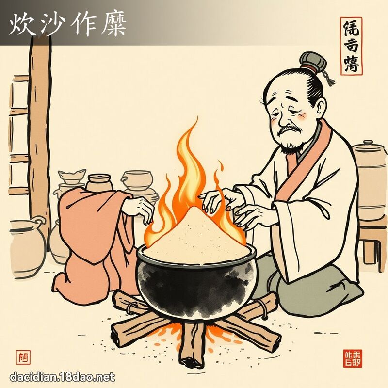 炊沙作糜 配图