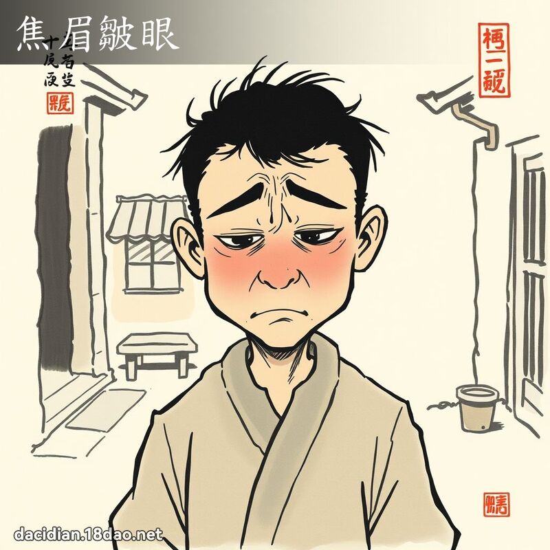 焦眉皱眼 配图