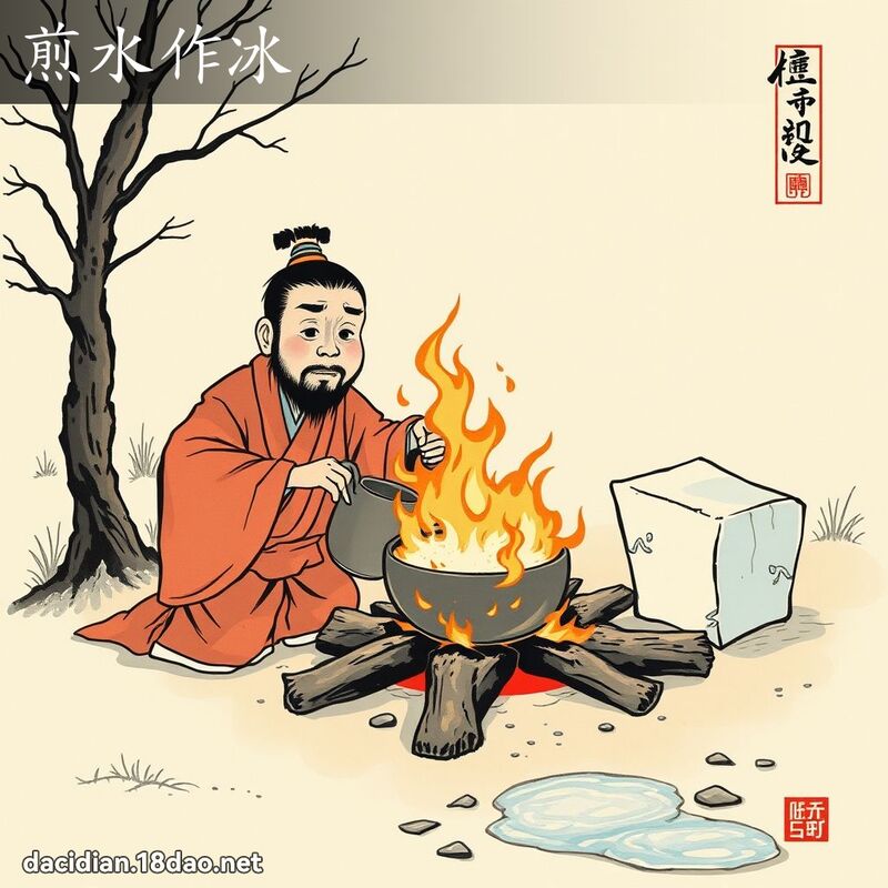 煎水作冰 - 中華成語配圖