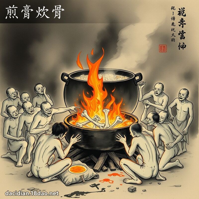 煎膏炊骨 - 中華成語配圖