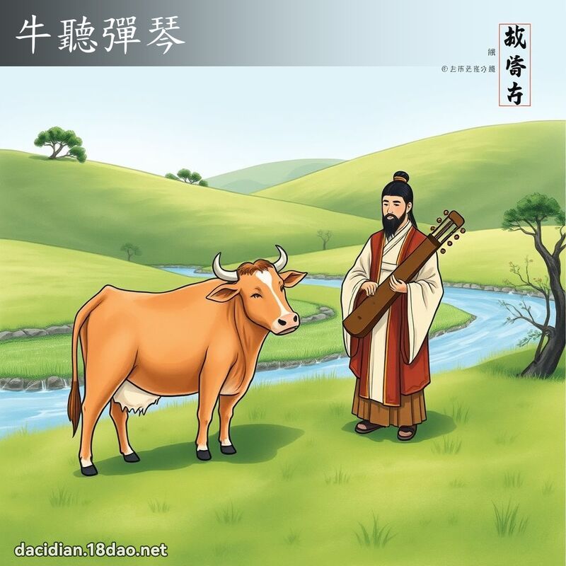牛听弹琴 配图