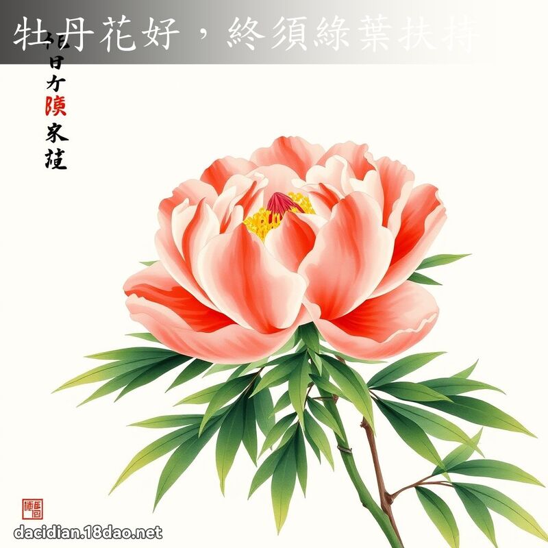 牡丹花好,终须绿叶扶持 配图