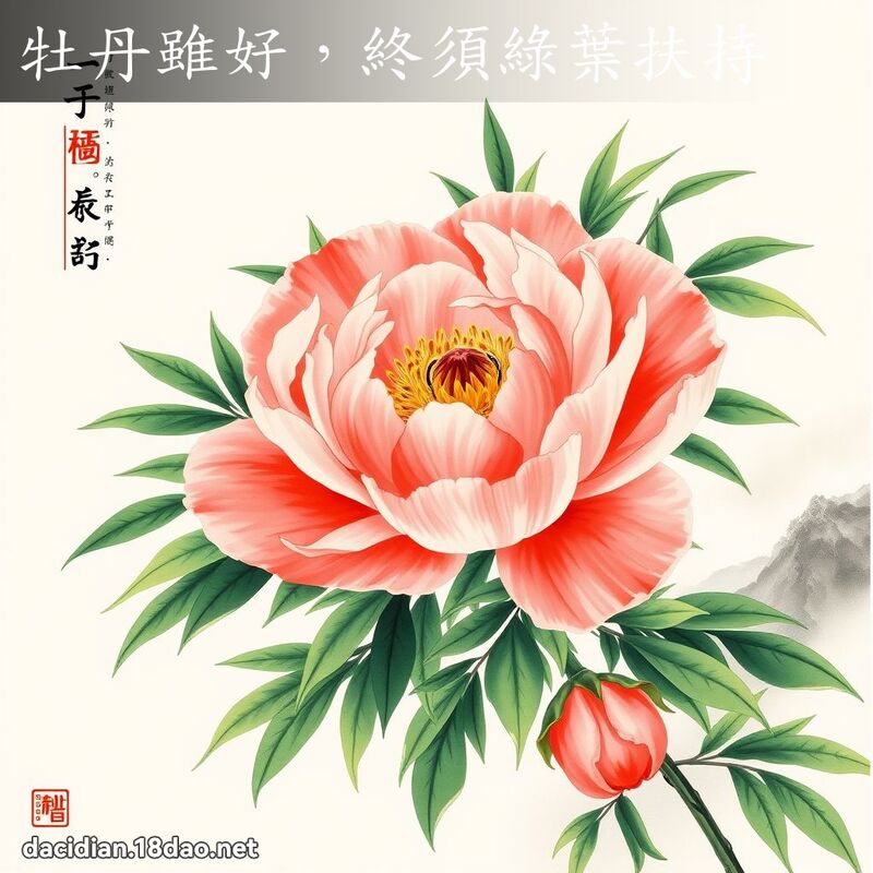 牡丹虽好,终须绿叶扶持 配图