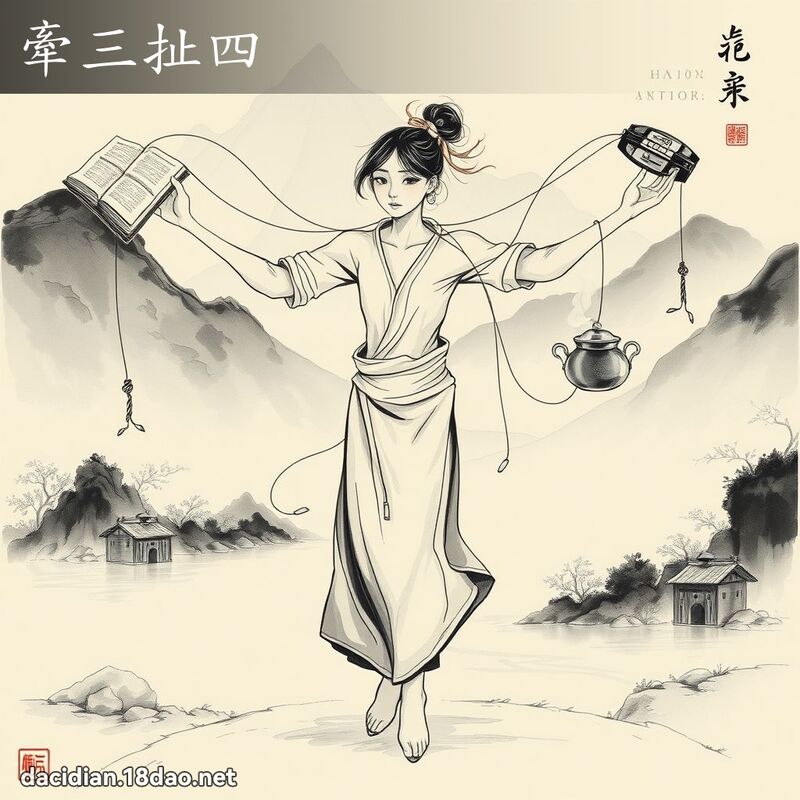 牵三扯四 配图