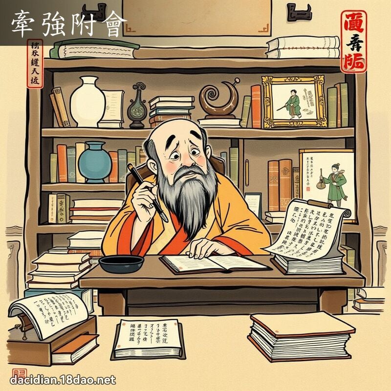牵强附会 配图