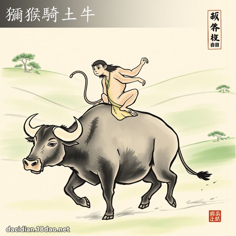 獼猴騎土牛 配图