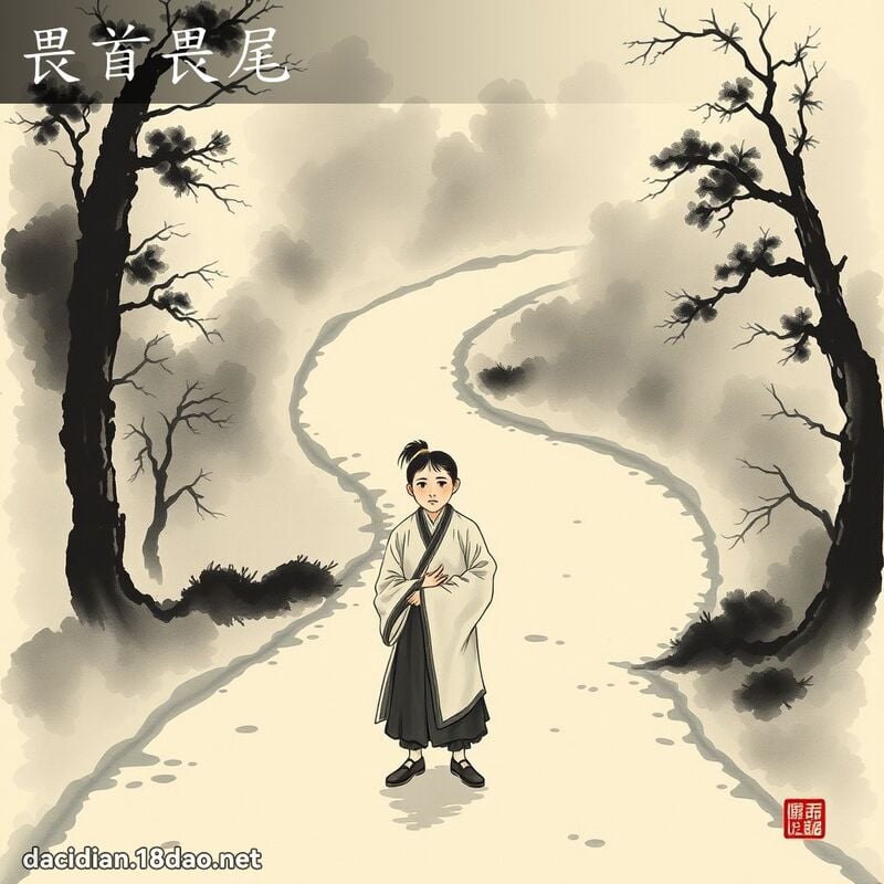 畏首畏尾 配图