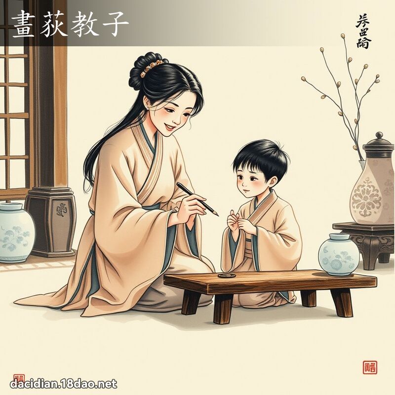 畫荻教子 配图