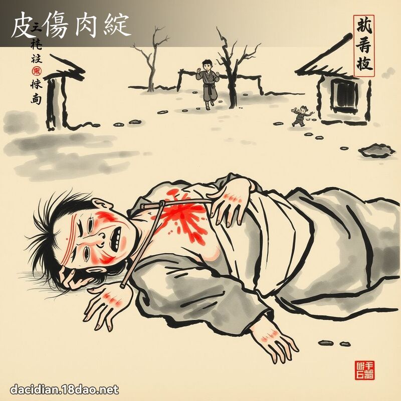 皮伤肉绽 配图