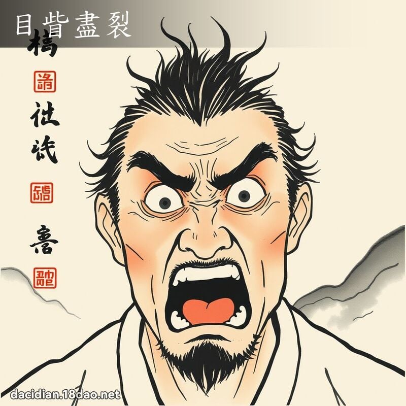 目眥盡裂 - 中華成語配圖