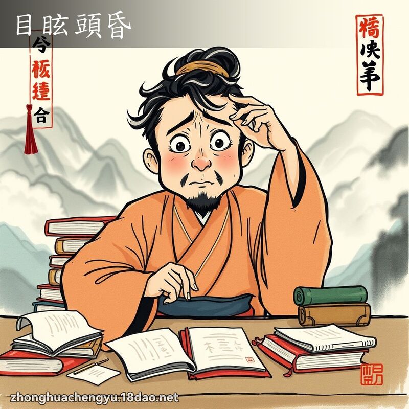 目眩頭昏 - 中華成語配圖