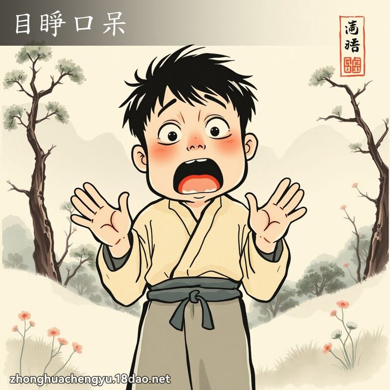 目睜口呆 - 中華成語配圖