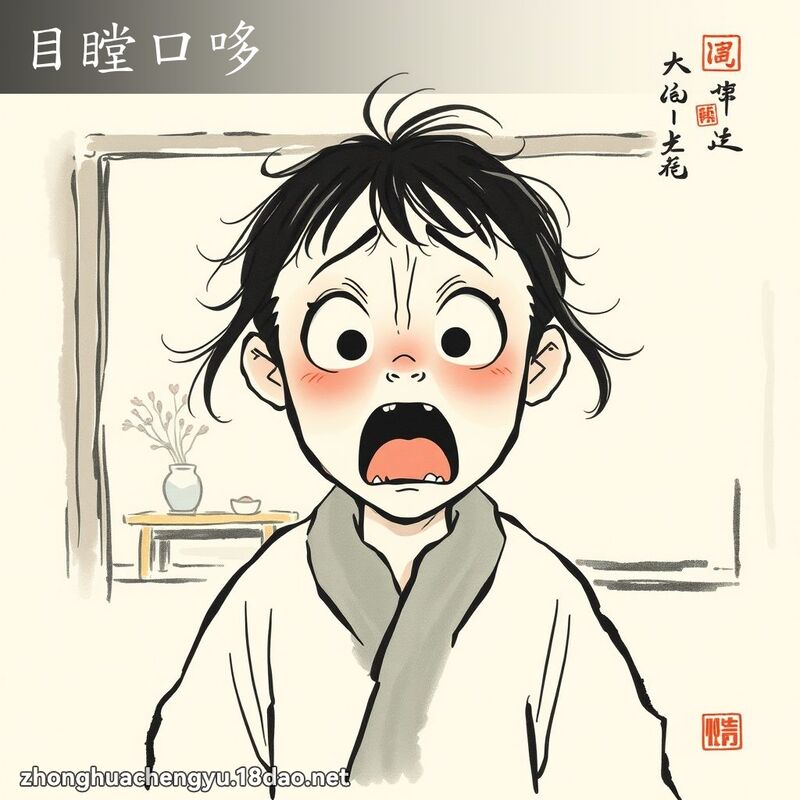 目瞠口哆 - 中華成語配圖