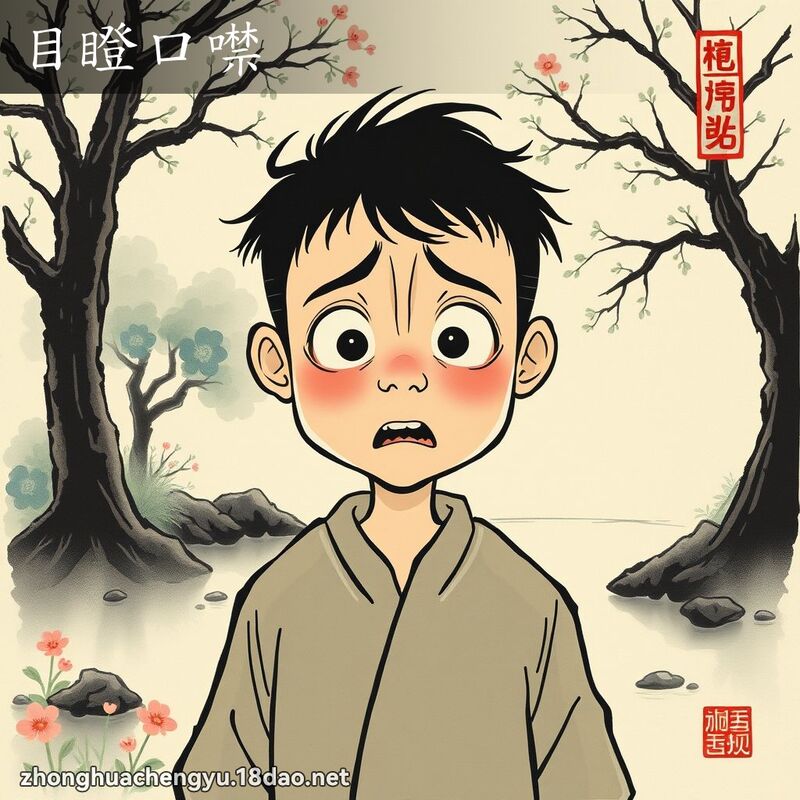 目瞪口噤 - 中華成語配圖