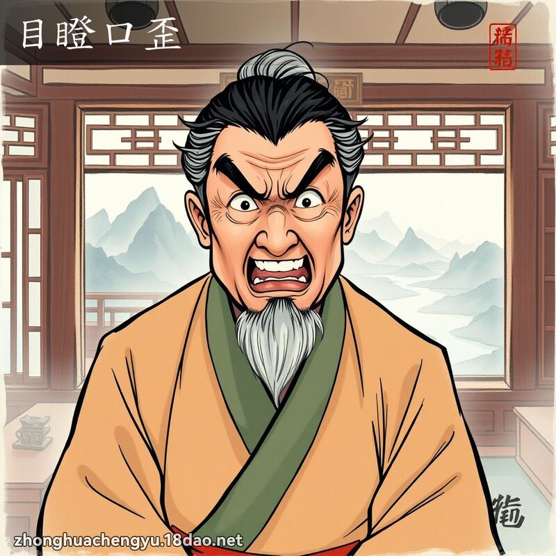 目瞪口歪 - 中華成語配圖