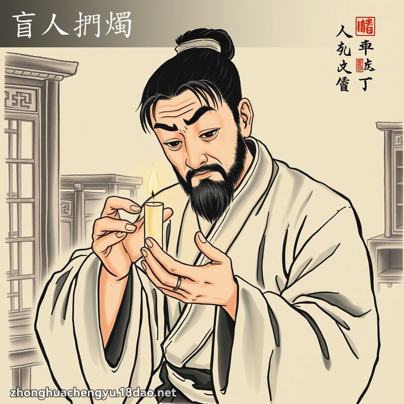 盲人捫燭 - 中華成語配圖