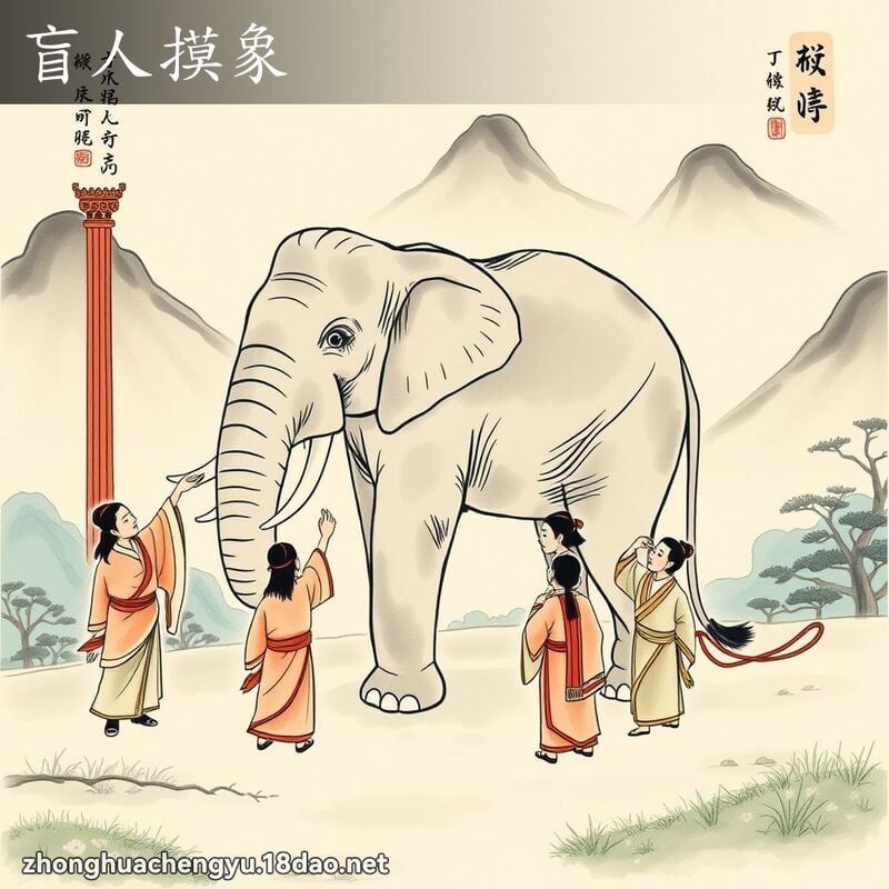 盲人摸象 - 中華成語配圖