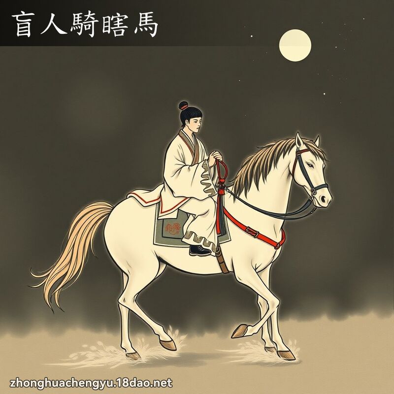 盲人騎瞎馬 - 中華成語配圖