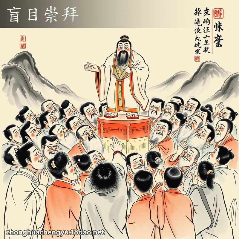 盲目崇拜 - 中华成语配图