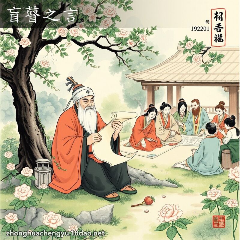 盲瞽之言 - 中華成語配圖