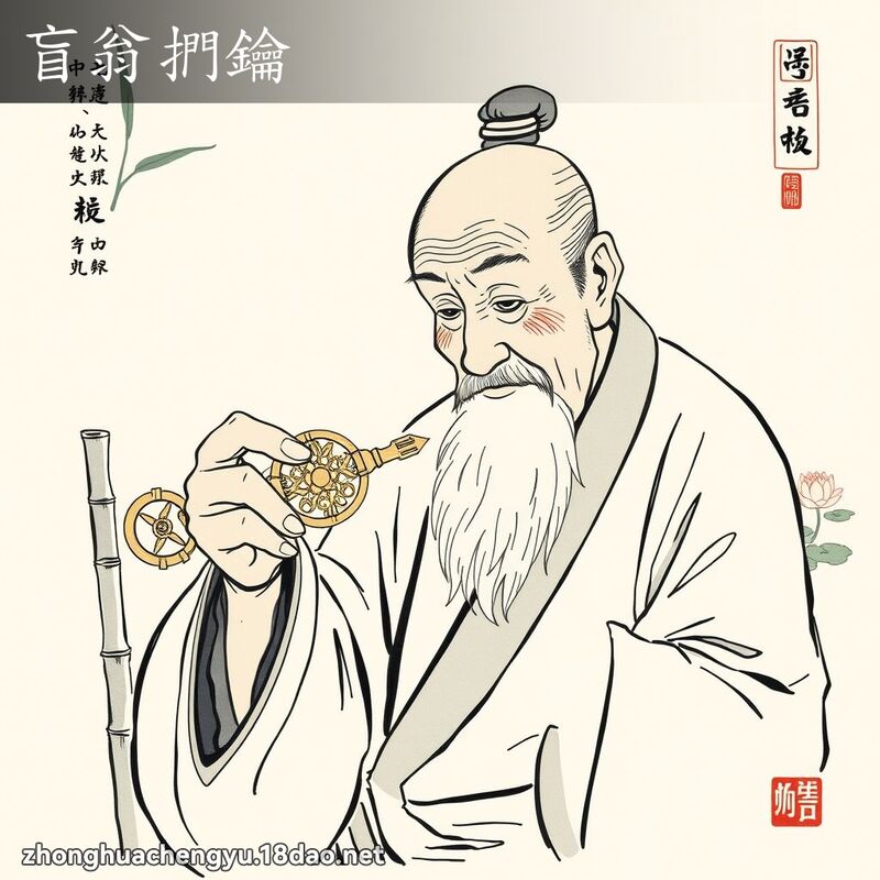 盲翁捫鑰 - 中華成語配圖
