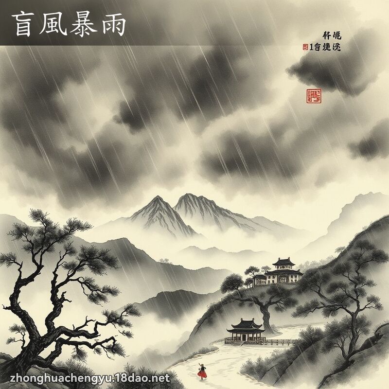 盲風暴雨 - 中華成語配圖