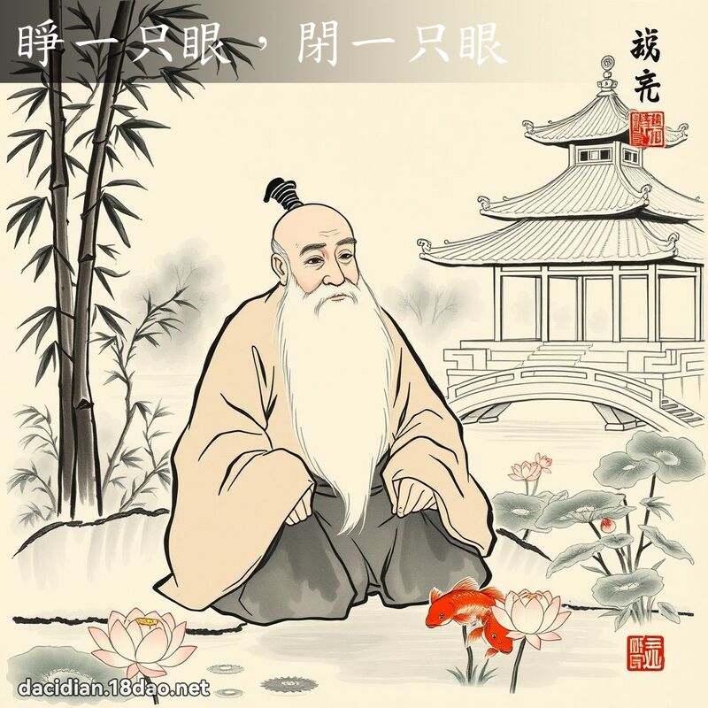 睁一只眼,闭一只眼 配图