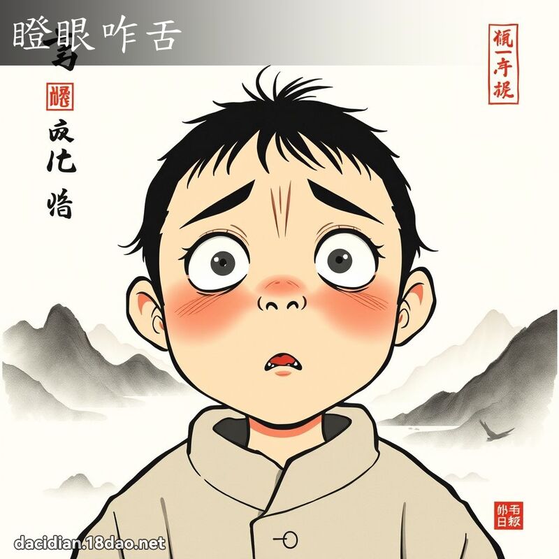 瞪眼咋舌 配图
