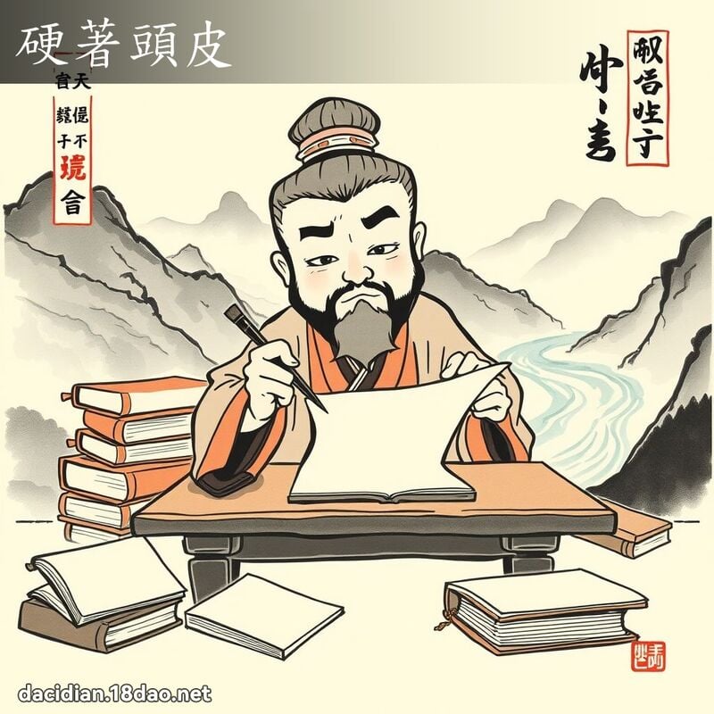 硬著头皮 配图
