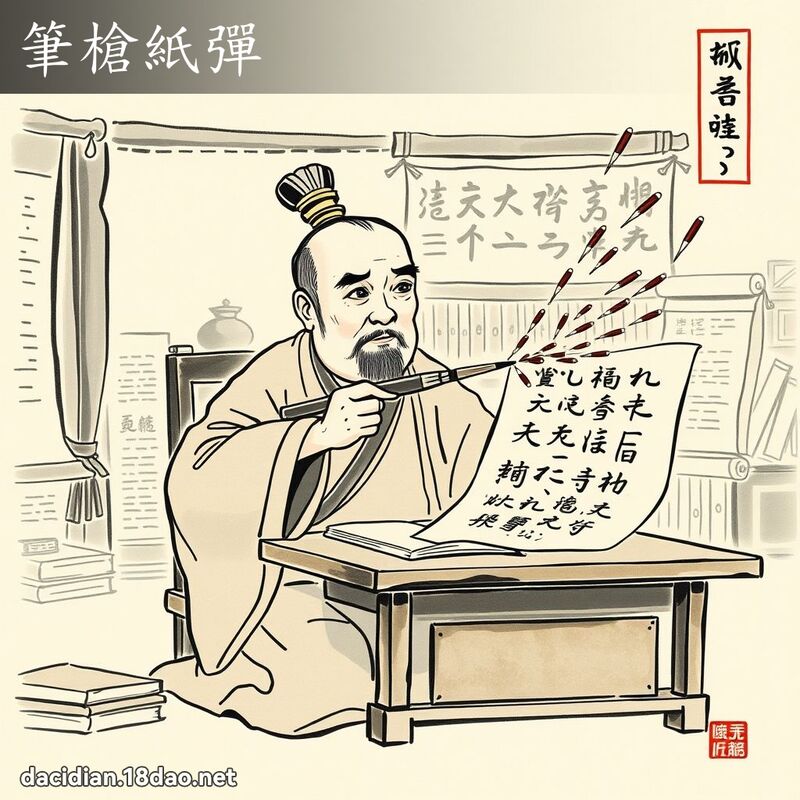 筆槍紙彈 - 中華成語配圖