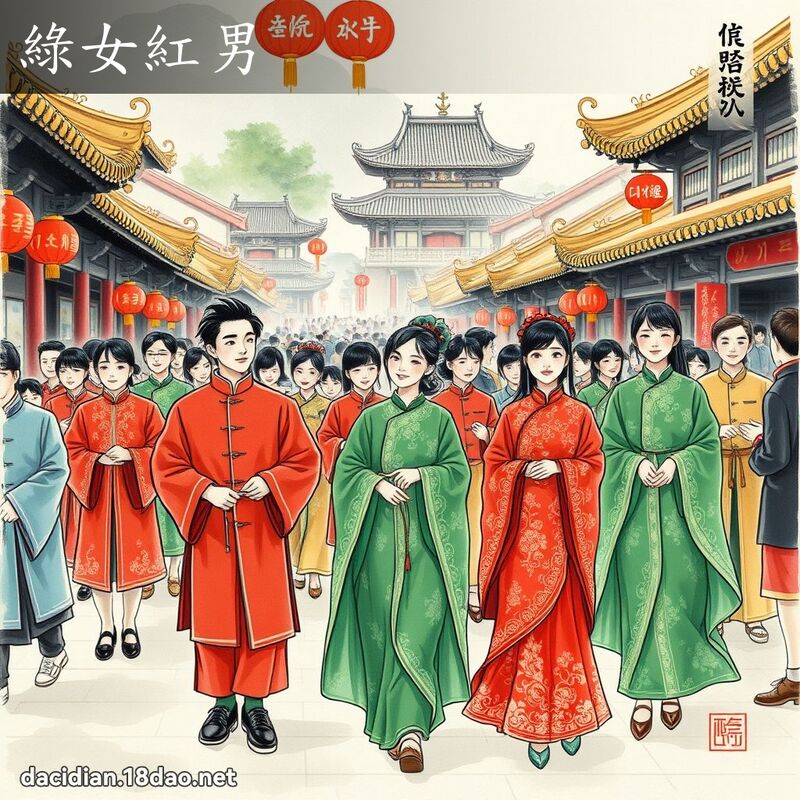 绿女红男 配图