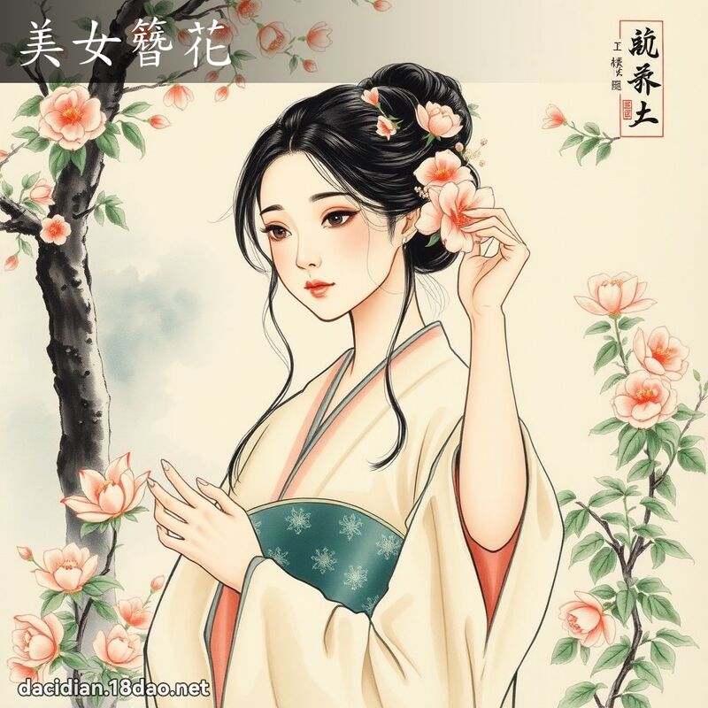 美女簪花 配图