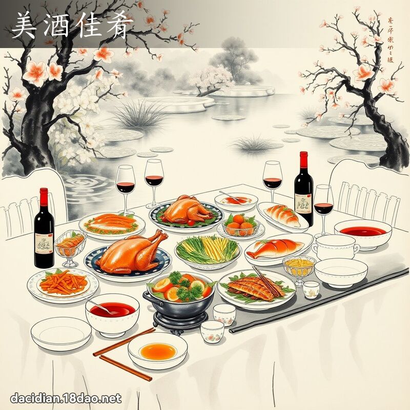 美酒佳肴 配图