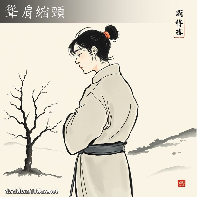 耸肩缩颈 配图