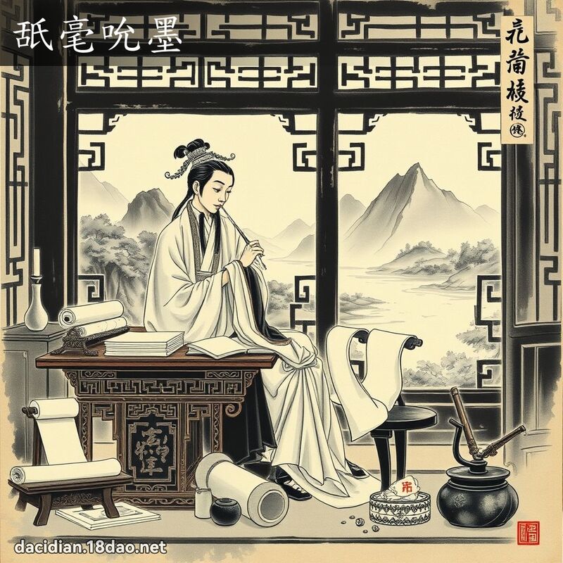 舐毫吮墨 配图