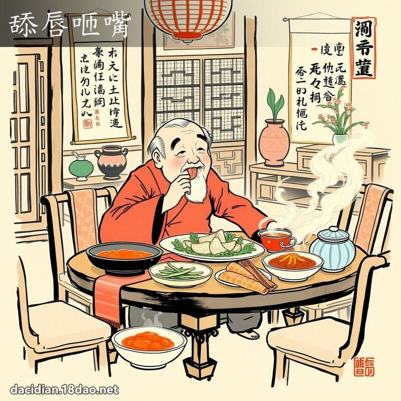 舔唇咂嘴 配图