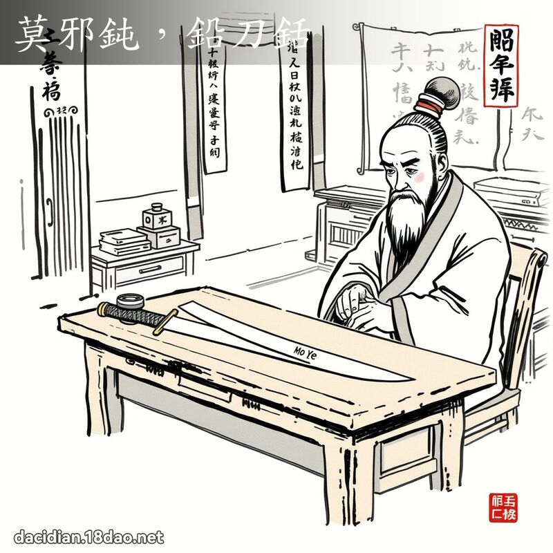 莫邪钝,铅刀銛 配图