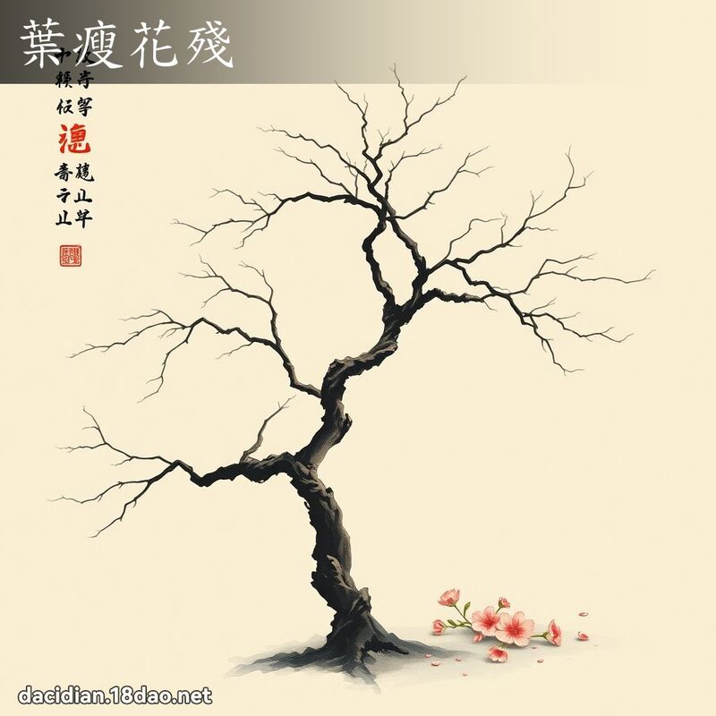 葉瘦花殘 配图