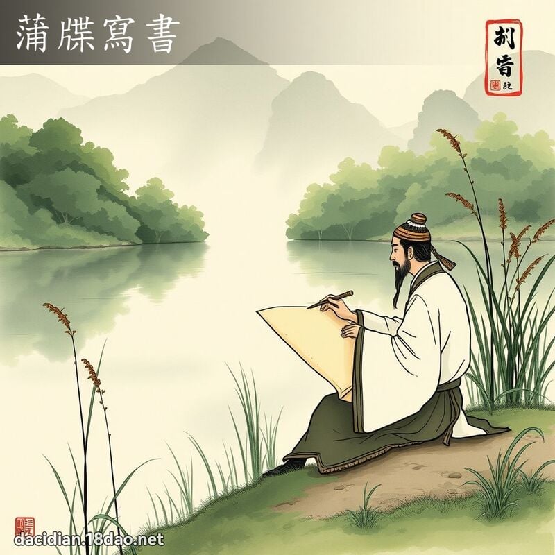 蒲牒写书 配图