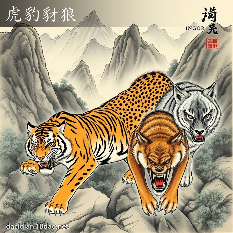 虎豹豺狼 - 中华成语配图