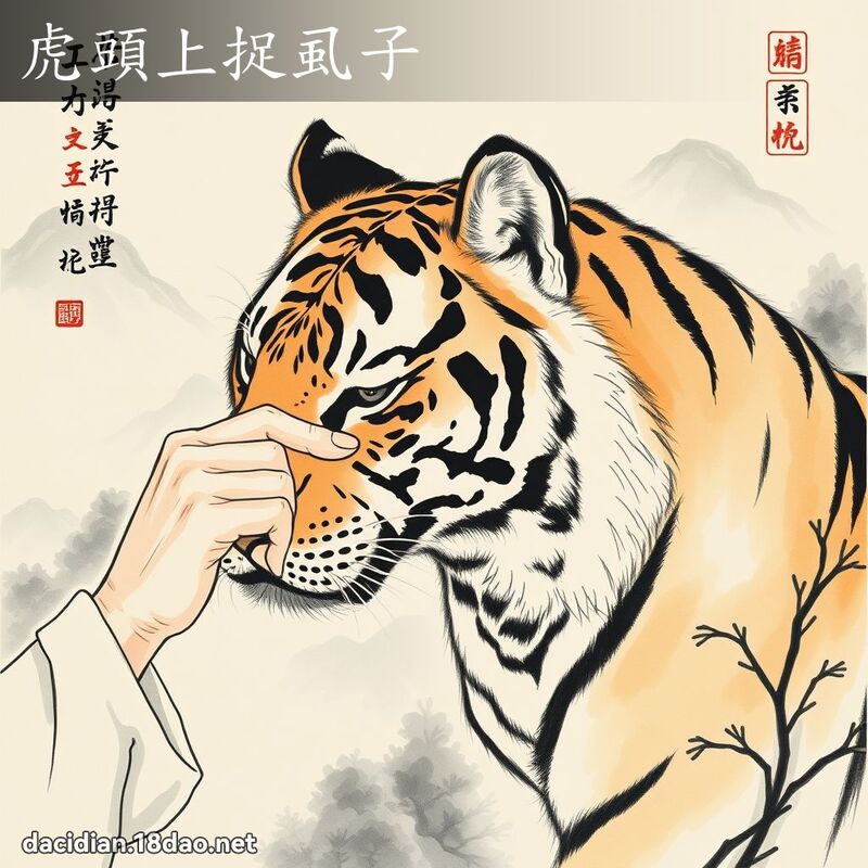 虎头上捉虱子 - 中华成语配图