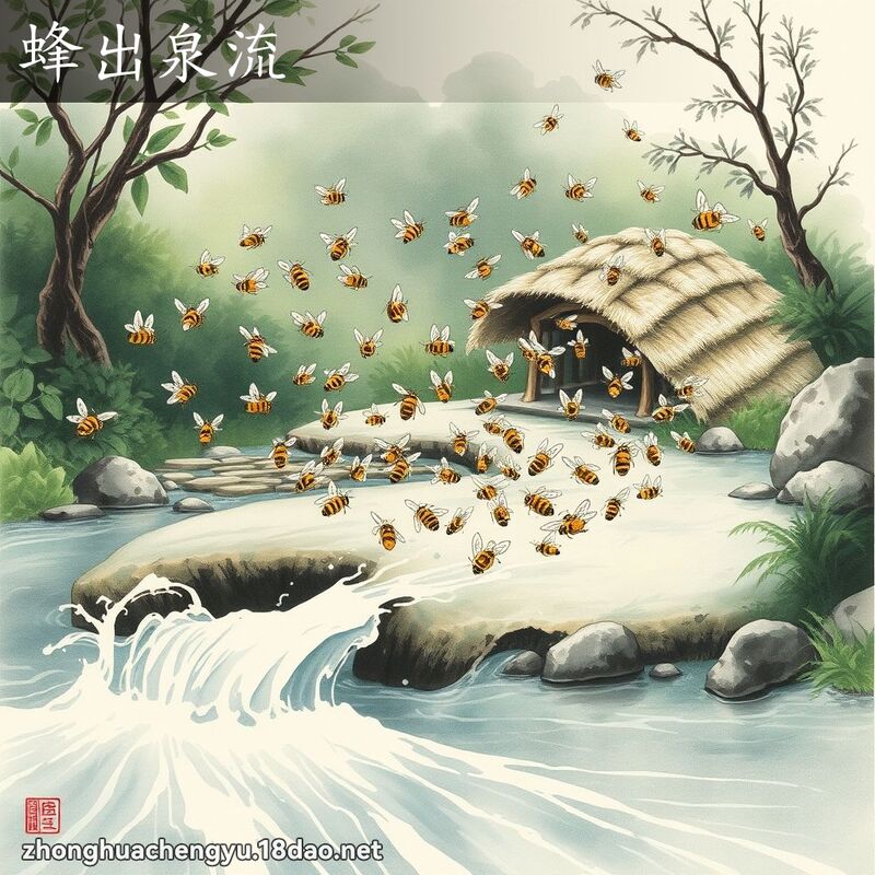 蜂出泉流 - 中華成語配圖